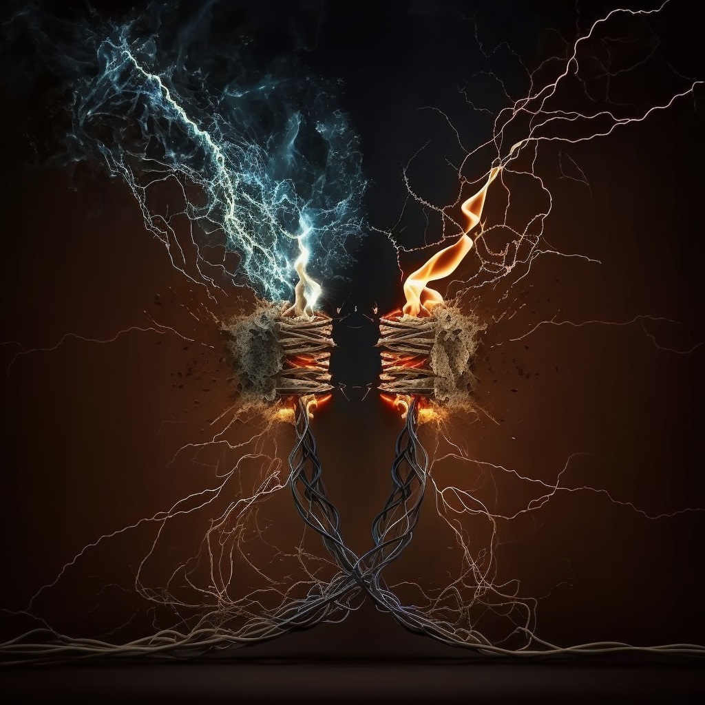 Electric spark between two cables
